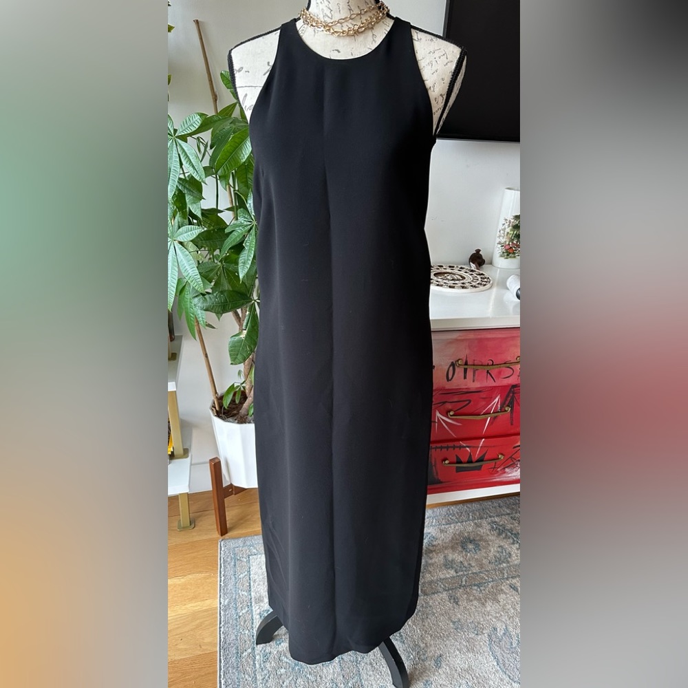 & other stories racer back black midi dress